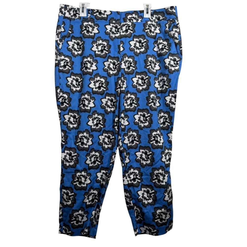 Lane Bryant The Lena Modernest Collection Blue Floral Cropped Leg Dress Pants